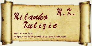Milanko Kulizić vizit kartica